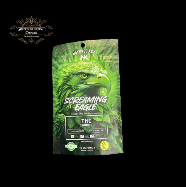 Natures Key Screaming Eagle | Green Apple | Hyrbid | 2000mg Nano Gummies