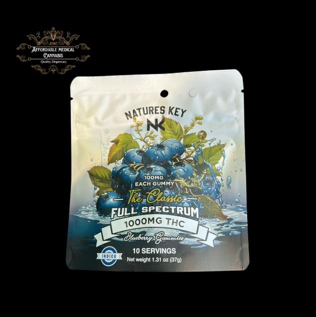 Natures Key | Blueberry | Indica | 1000mg Gummies