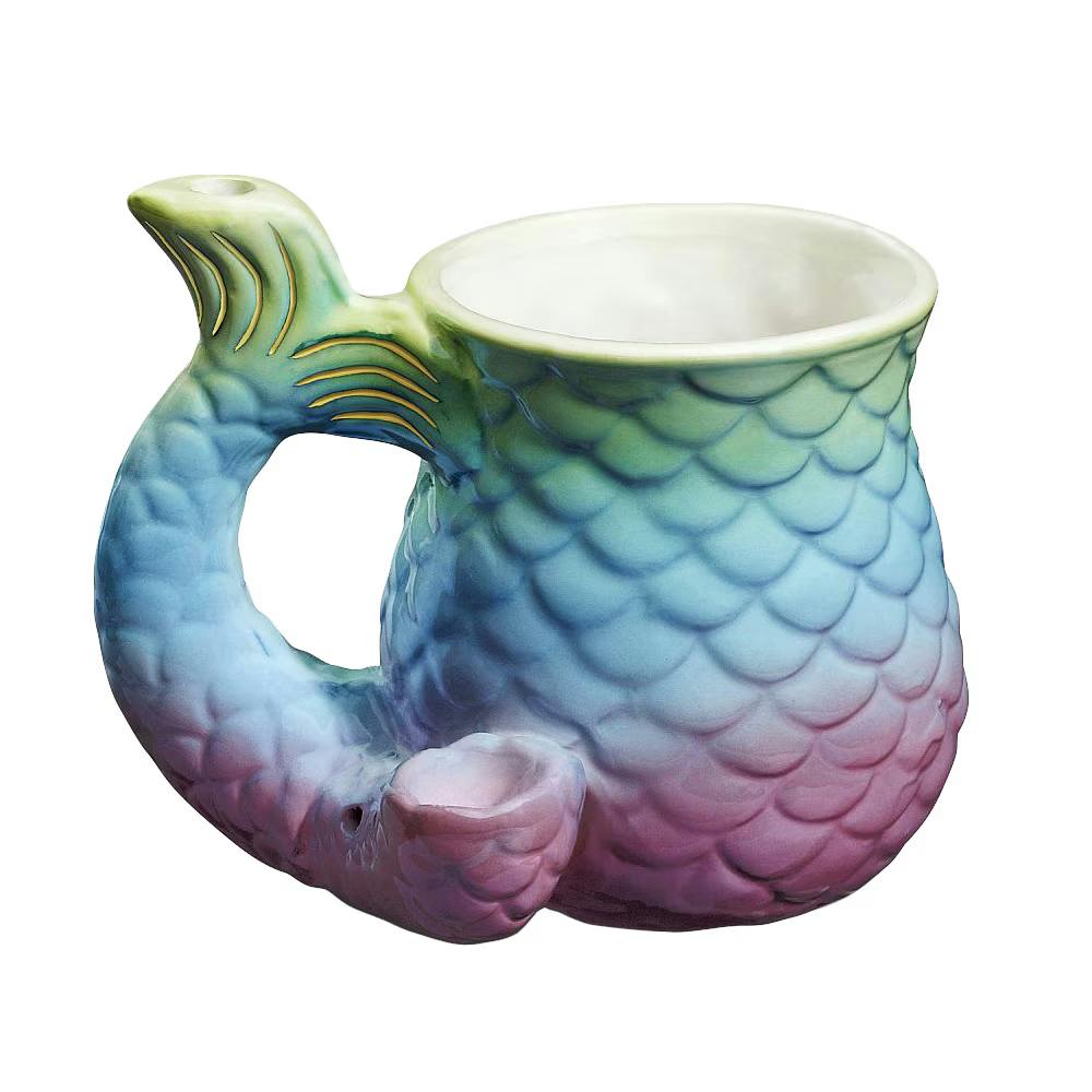 Mermaid Tail Ceramic Pipe Mug / 14oz