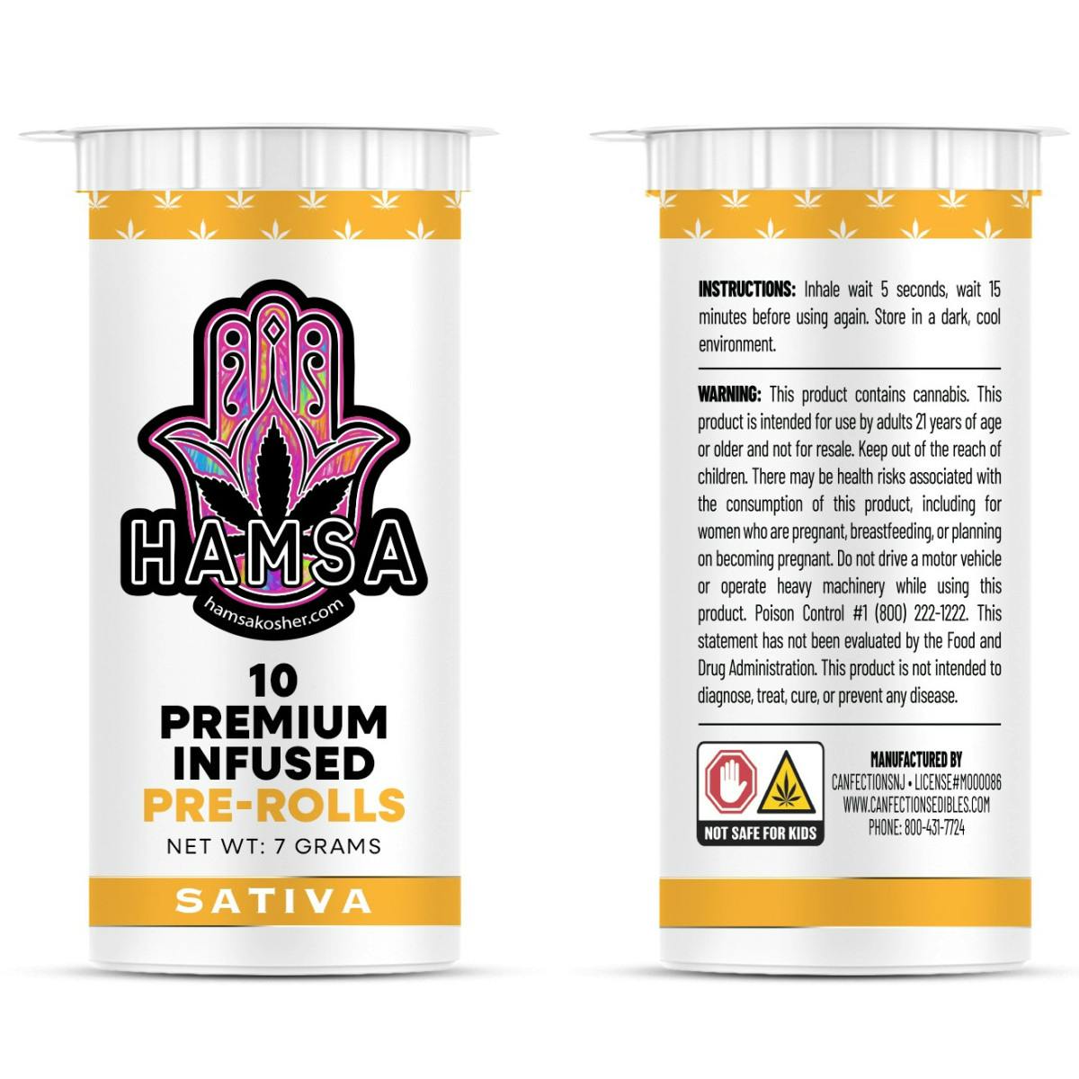 Hamsa / Pre Roll / Infused / Sunday Diesel - Sativa / 10 Pack / 7G