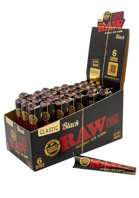 RAW Black Classic Cones - 1 1/4 (6)