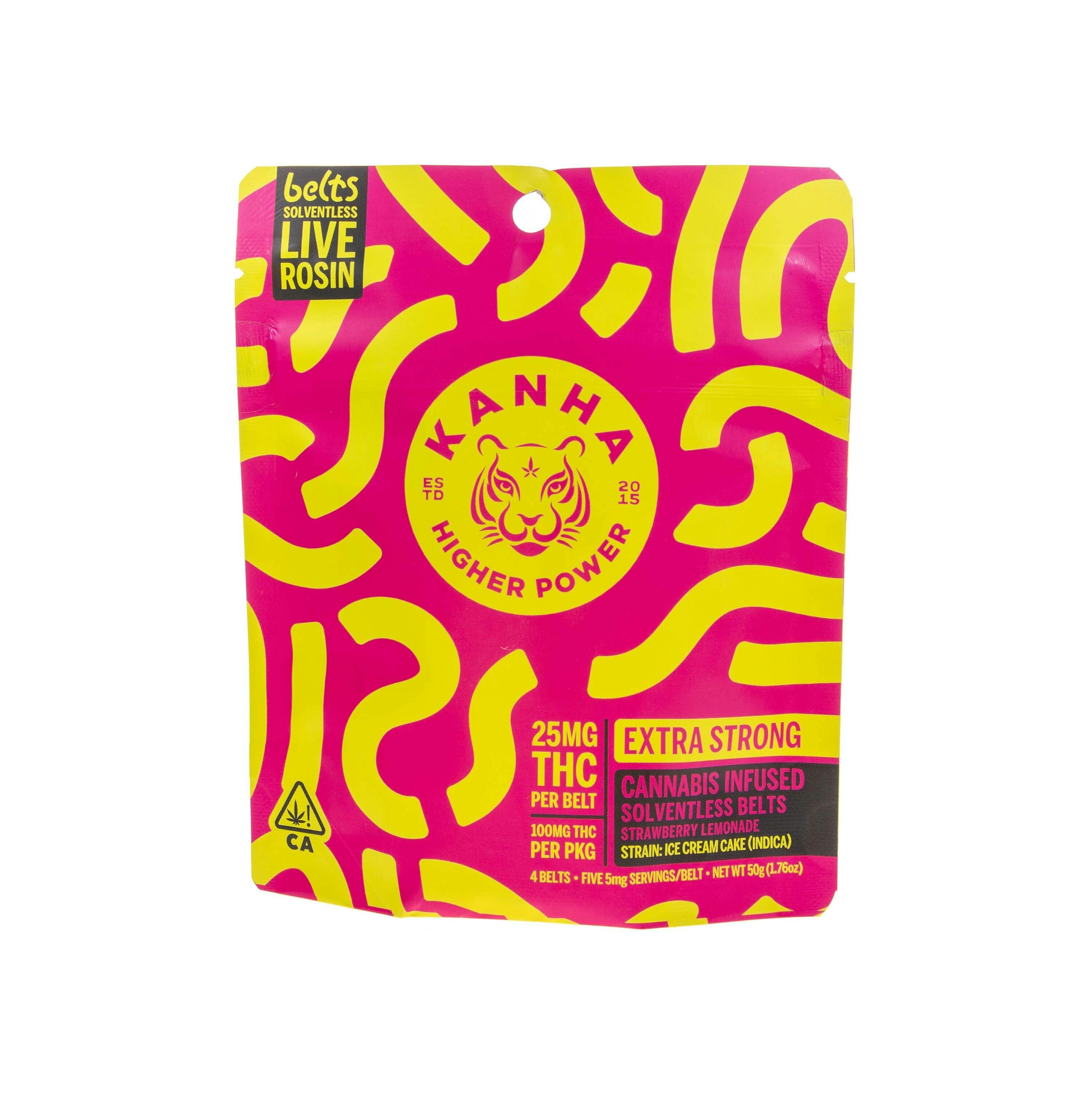 KANHA: Indica Strawberry Lemonade Solventless Belts (100mg THC)