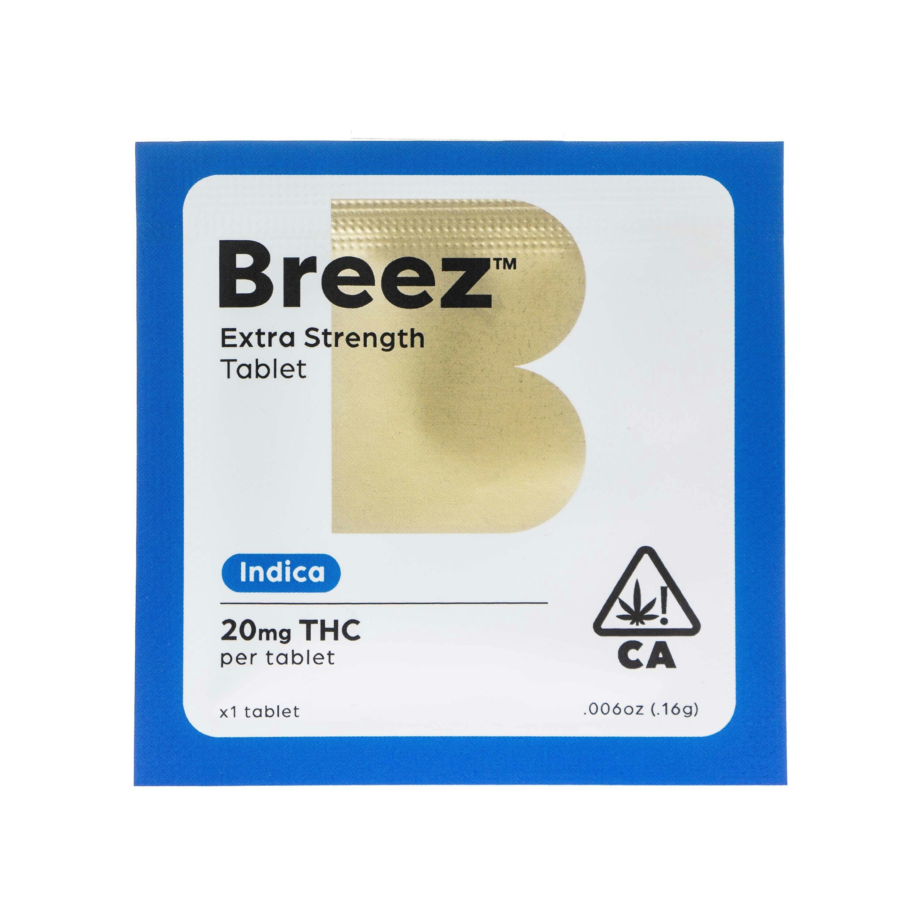 Breez: Indica Extra Strength Single Tablet (20mg THC)