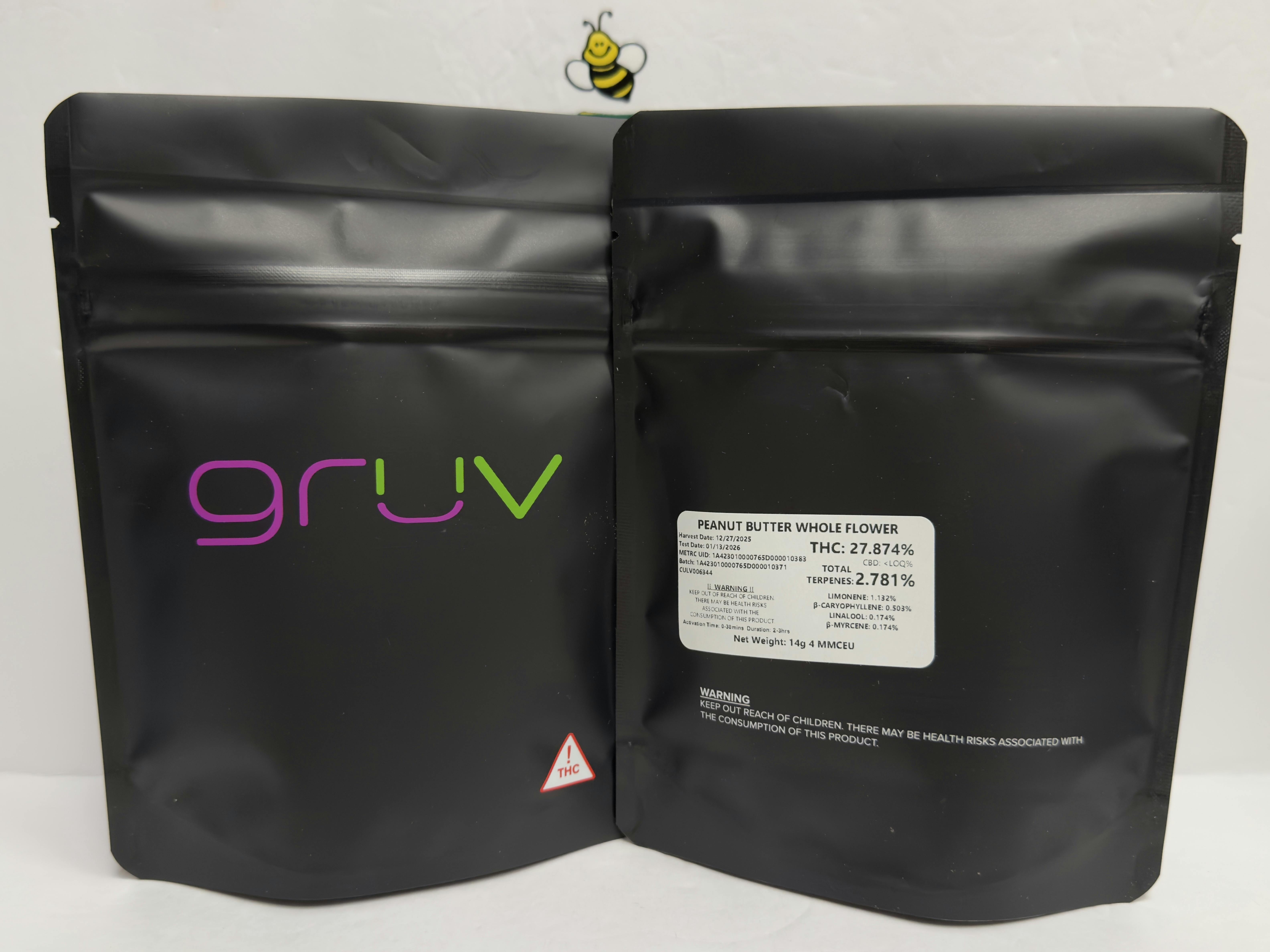 Gruv- Peanut Butter 14g - Rough Trimmed Smalls 29% - 3% terp (hyb)