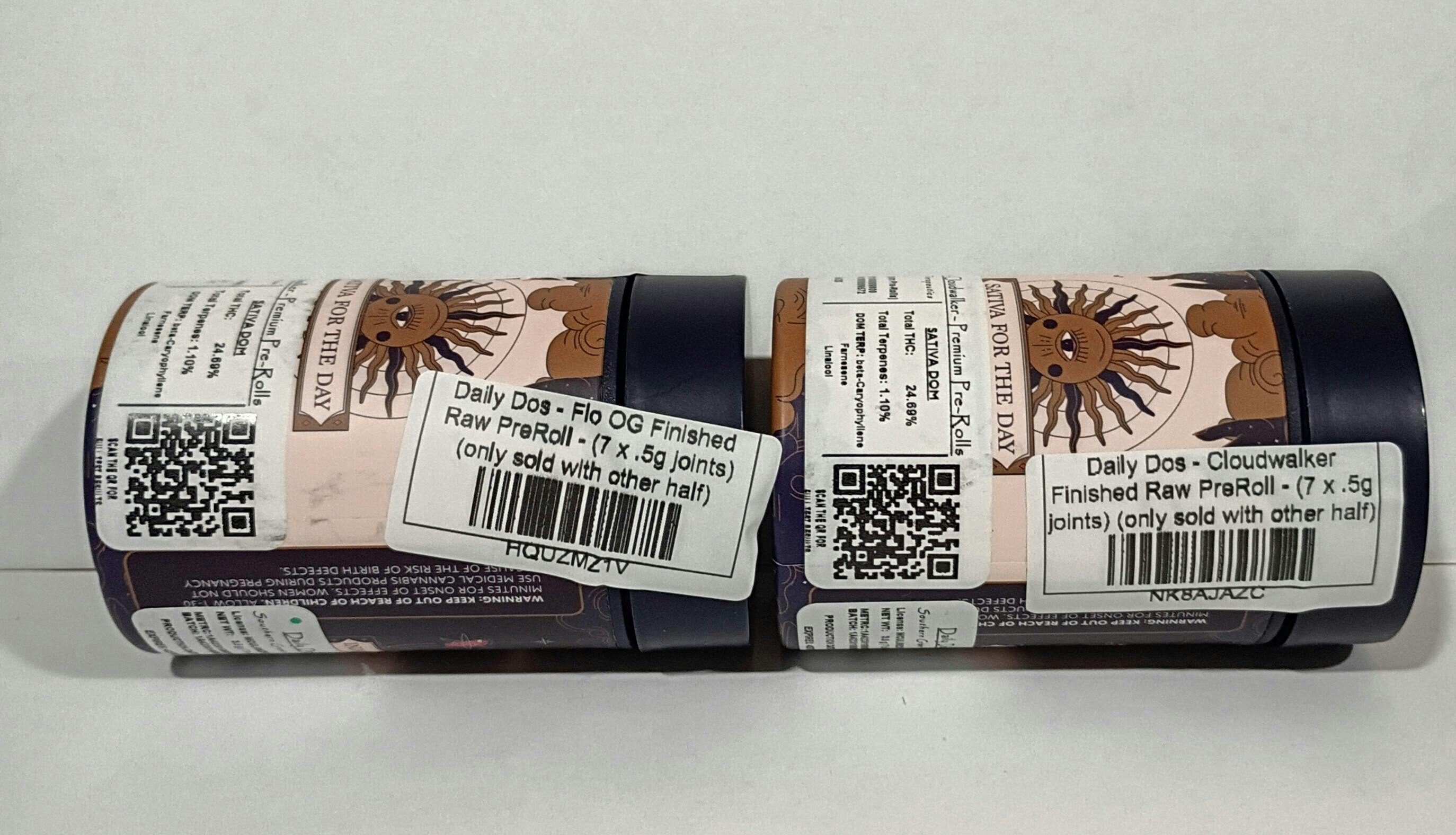 Daily Dos - Flo OG Finished Raw PreRoll - (7 x .5g joints)(only sold with other half)