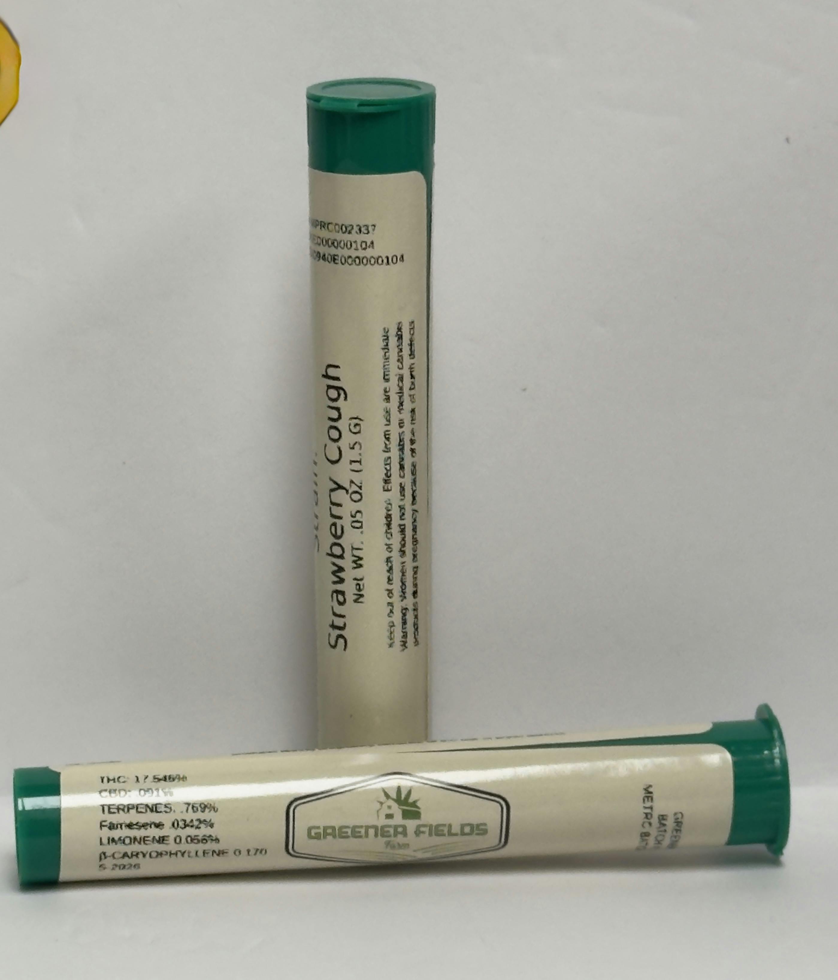 GF- Strawberry Cough- .75g 2pk pre roll (1.5g)(sat)