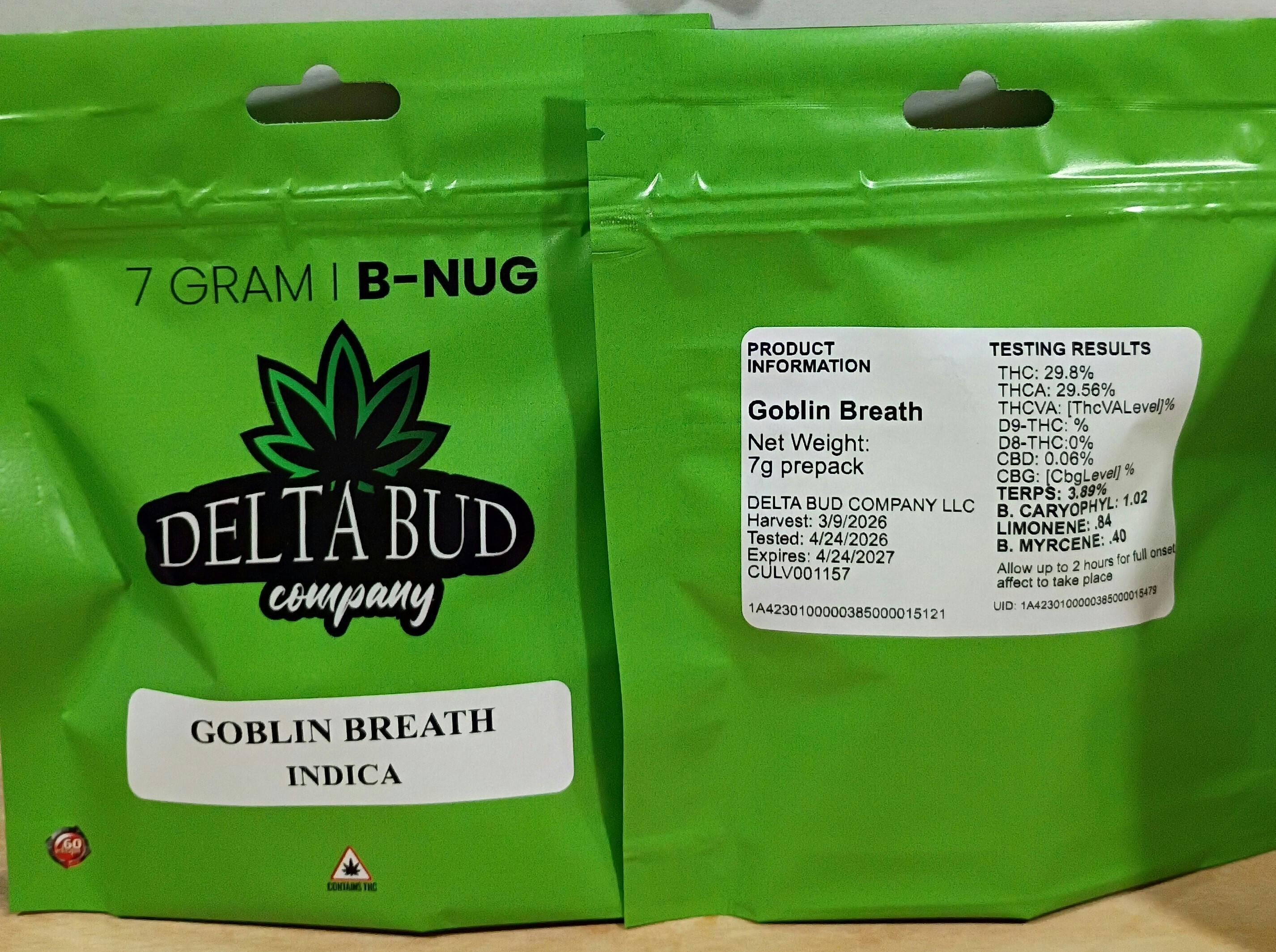DB- Goblin Breath 7g 29% -3.8% terp (ind/hyb)