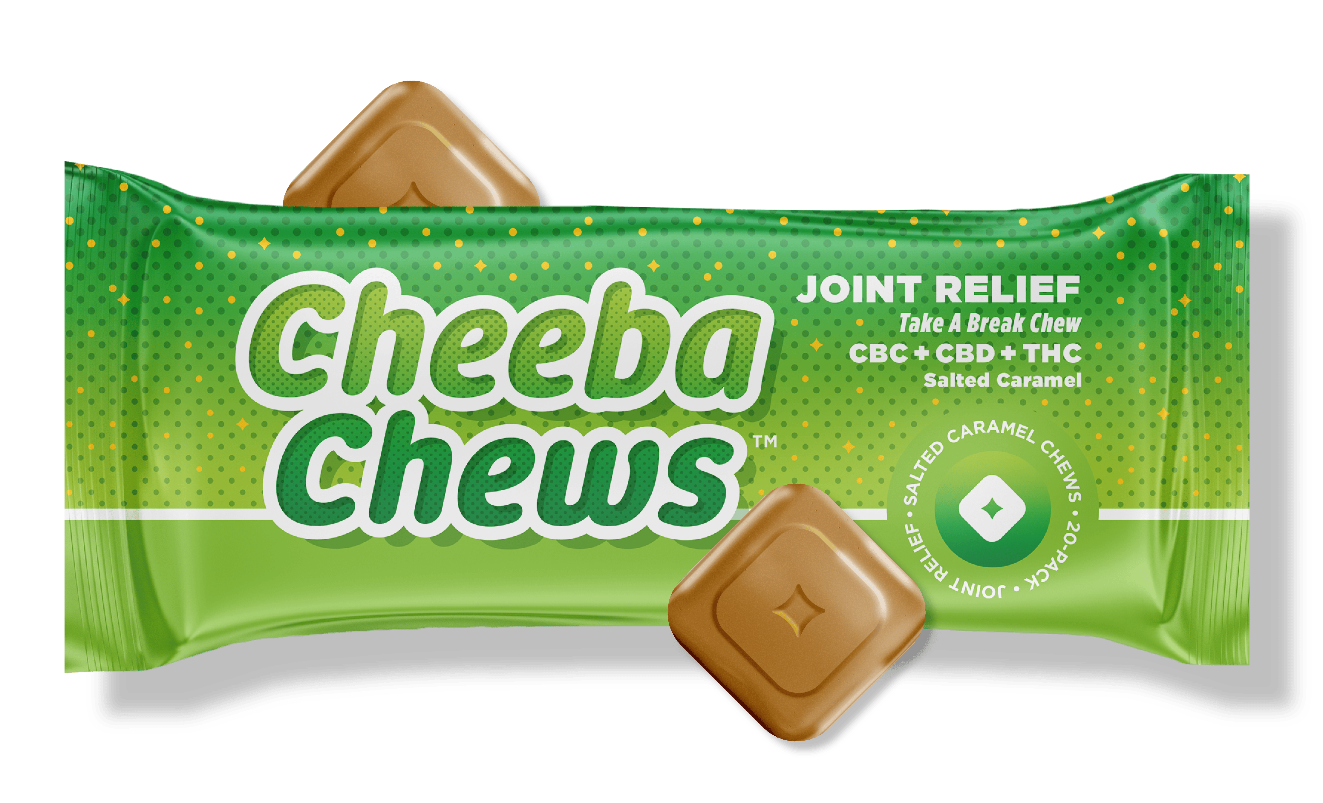 Cheeba Chew (H) Joint Relief Vanilla Sea Salt Carmel 20pk 100mg THC/120mg CBD/200mg CBC