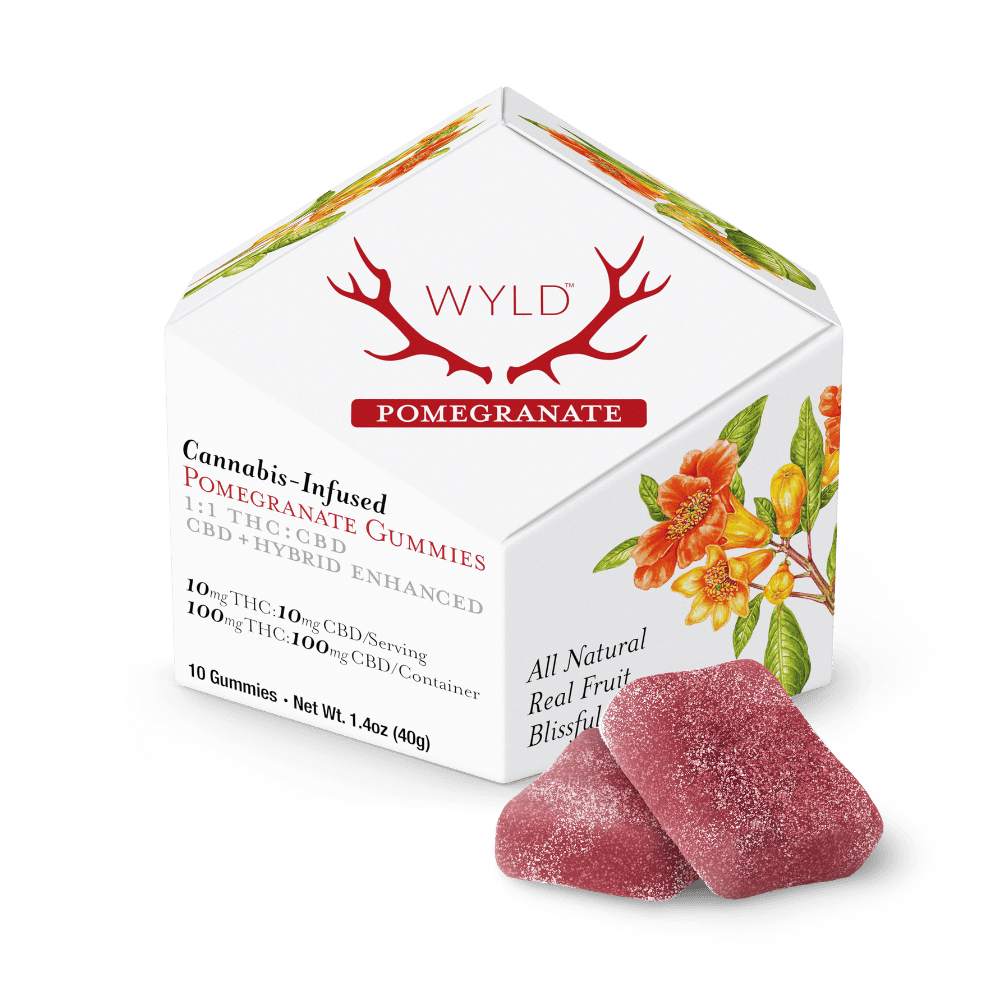 Pomegranate 1:1 CBD + Hybrid Enhanced Gummies | 100mg THC:100mg CBD