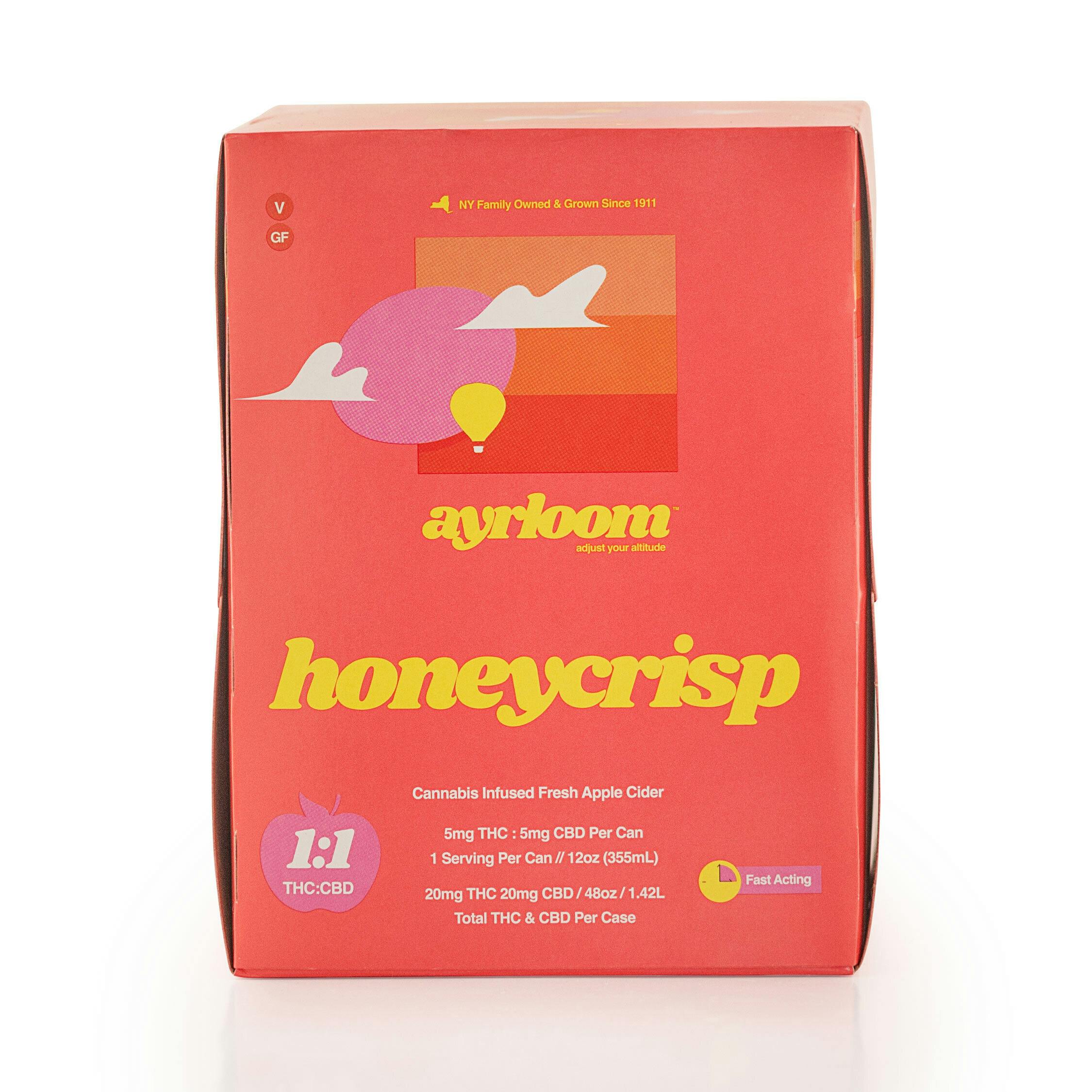 HONEYCRISP CIDER - 120Z 4 PACK (5MG THC : 5MG CBD PER CAN)