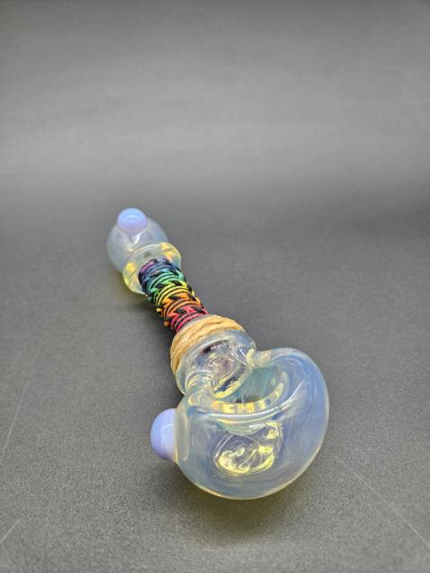 Spoon W/ Black Rainbow Wrap And Hempwick Puple Accents