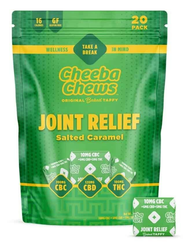 Cheeba Chews Wax Wrap - 20-Pack Joint Relief Salted Caramel Taffy | 200mg CBC : 120mg CBD : 100mg...