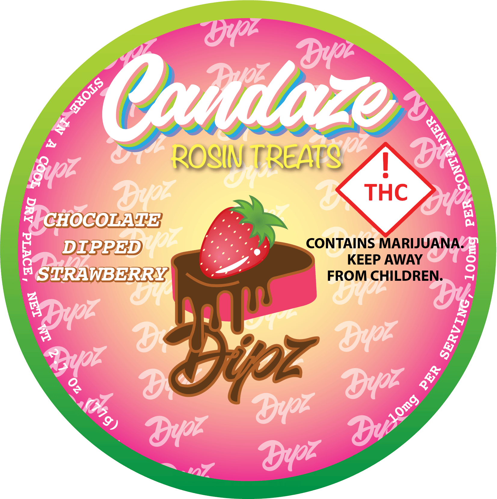 Candaze 100mg Dipz- Chocolate Dipped Strawberry Gummies