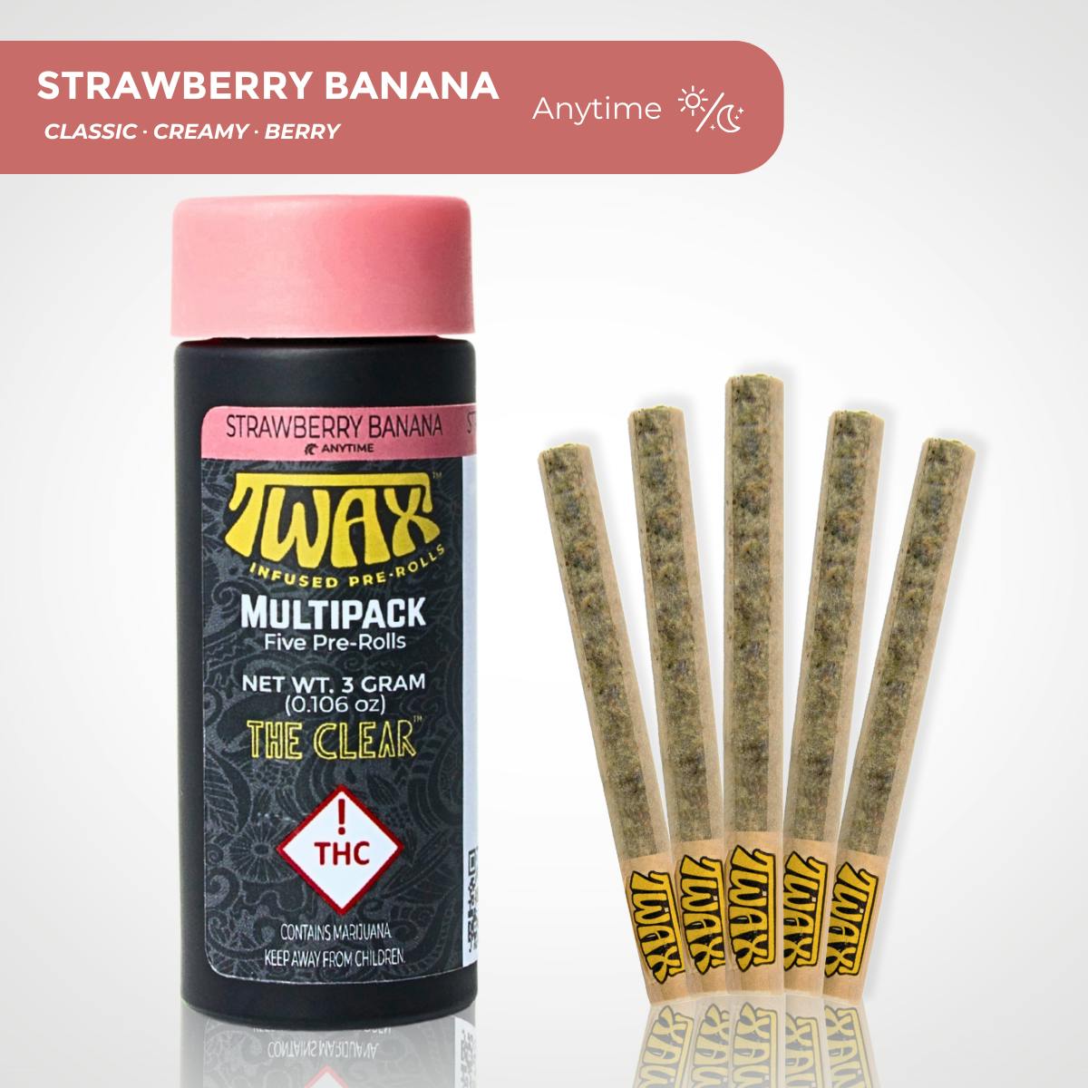 The Clear - TWAX - Pre- Roll Multi-Pack - 3g (5 x 0.6g) - Strawberry Banana