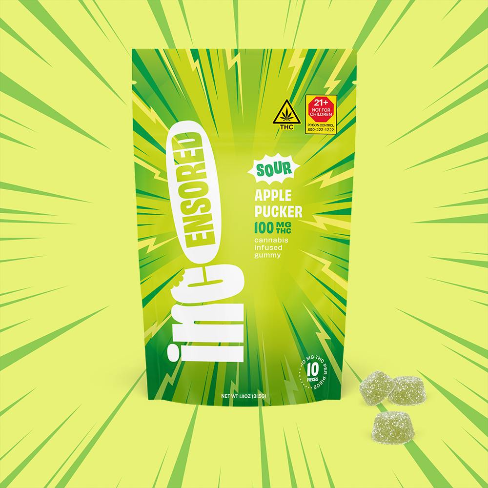 Incensored Gummy - Sour Apple Pucker - 100MG - 10ct