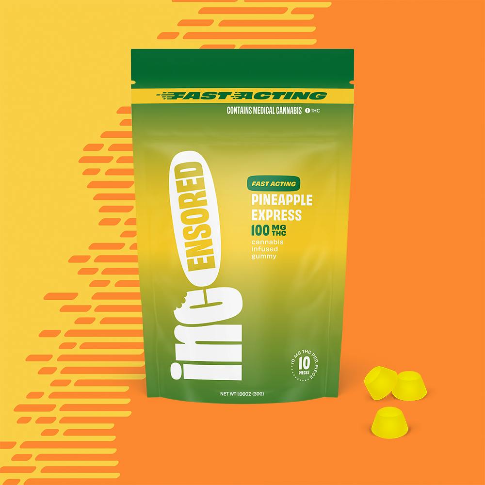 Incensored Gummy - Pineapple Express -100MG - 10 CT (Fast Acting)