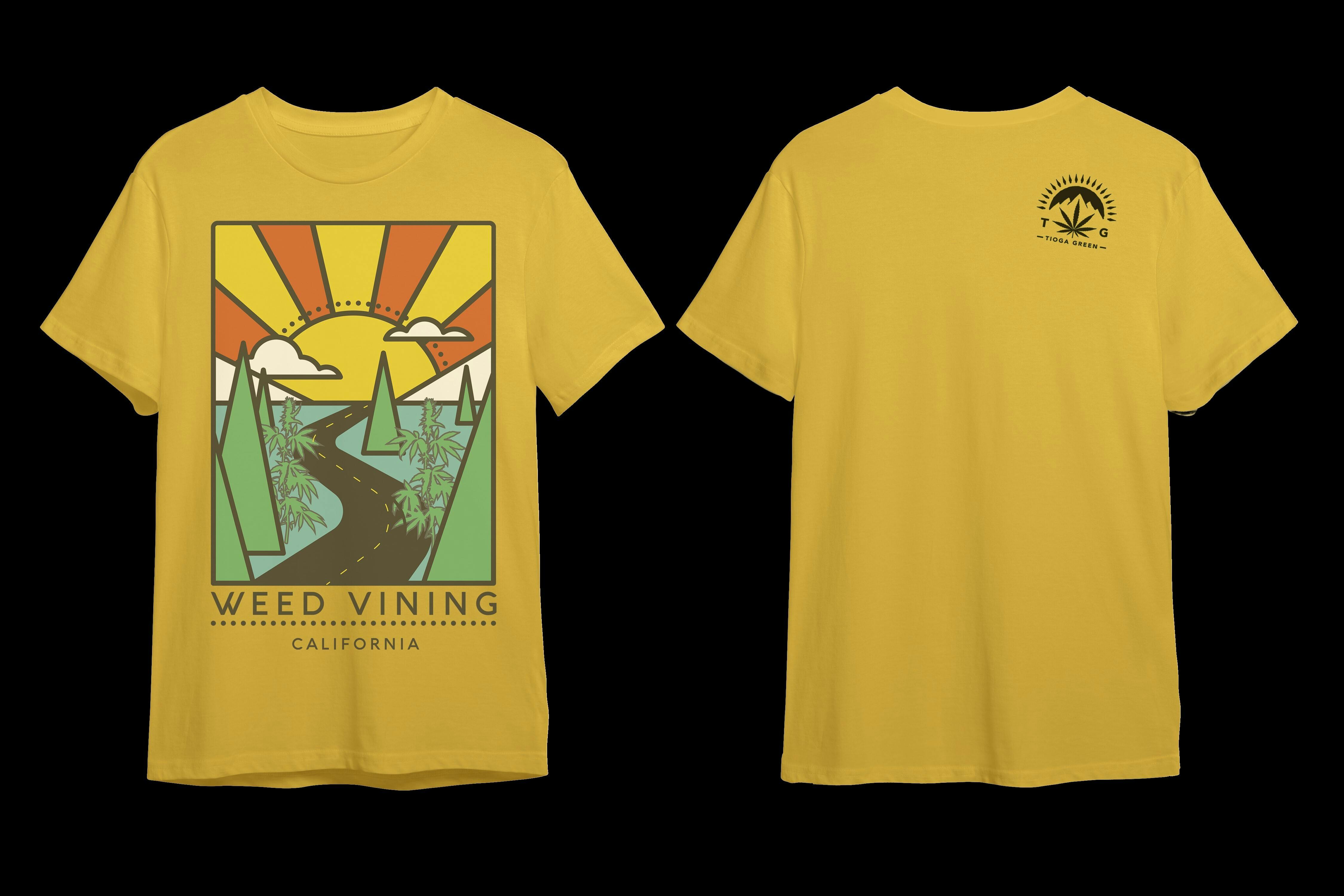 Yellow Short Sleeve Weed Vining Logoxxl