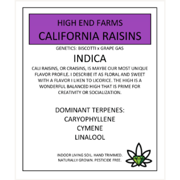 FL California Raisins 14g High End Farms