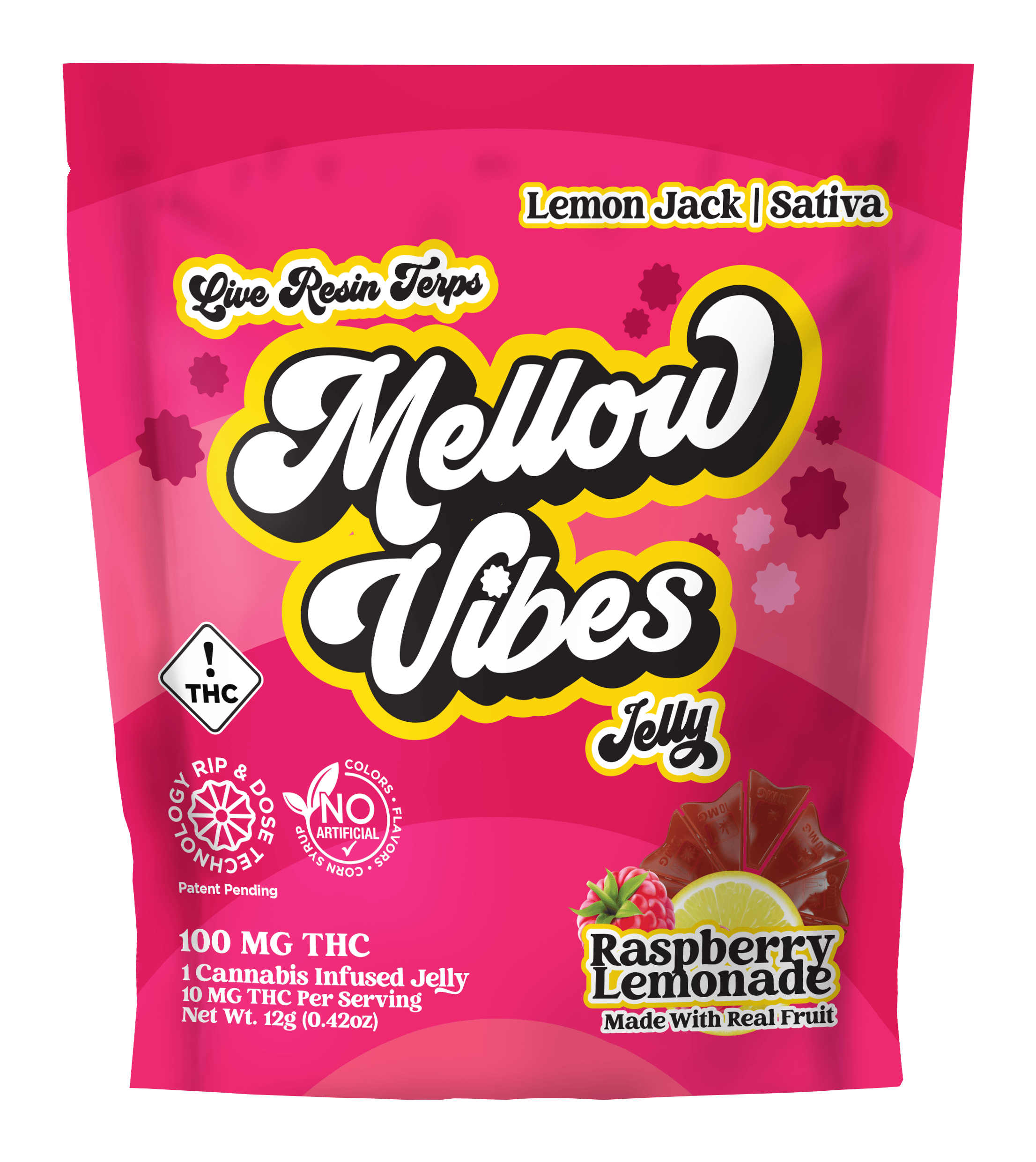 MELLOW VIBES RASPBERRY LEMONADE JELLY 100MG