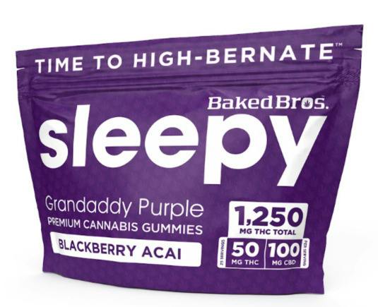 BAKED BROS SLEEPY BLACKBERRY ACAI GUMMIES (1250MG THC/2500MG CBD)
