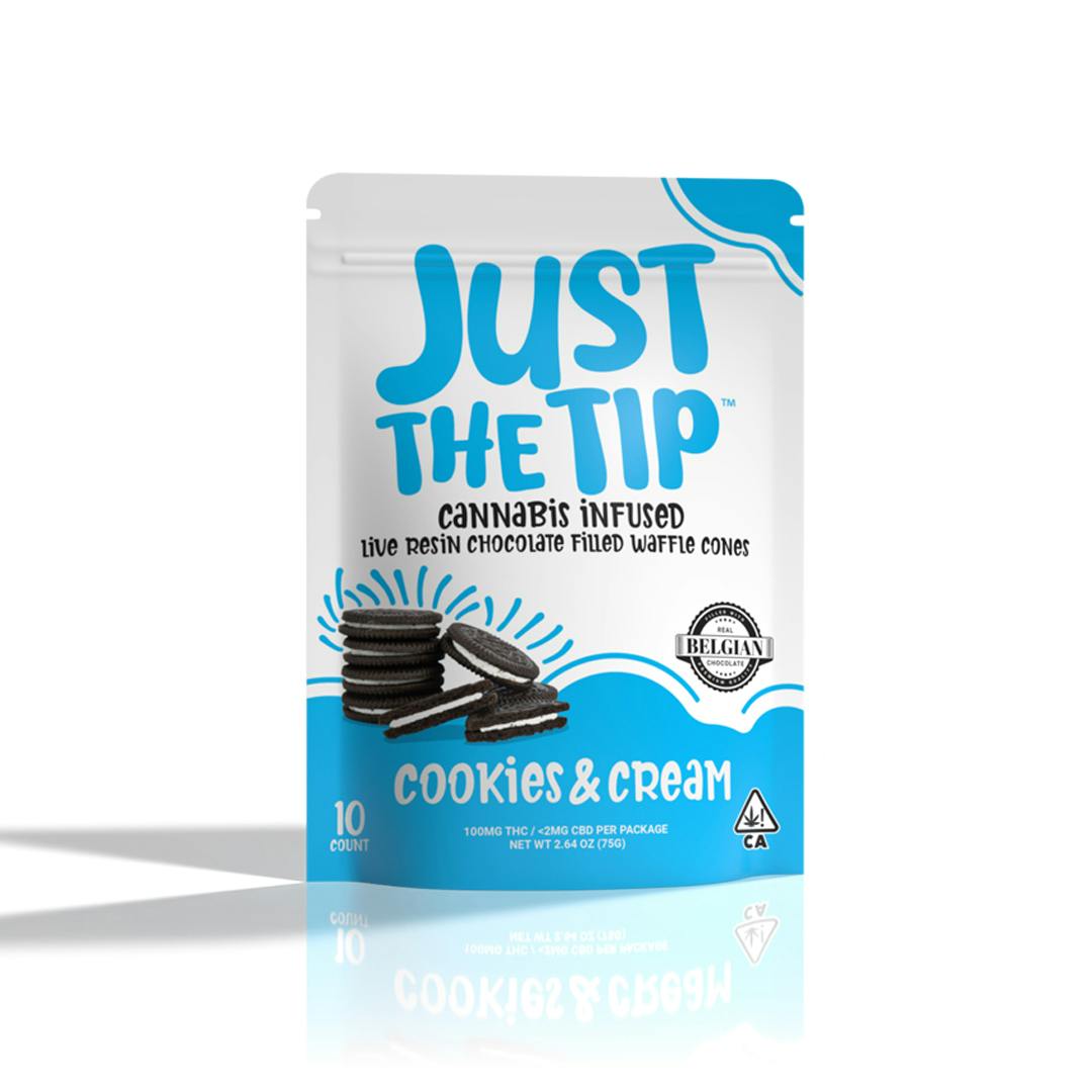 JUST THE TIP COOKIES AND CREAM CONES 100MG 10 PACK