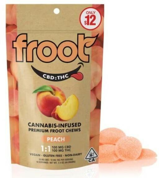 FROOT PEACH CBD 1:1 10PK 100MG GUMMIES