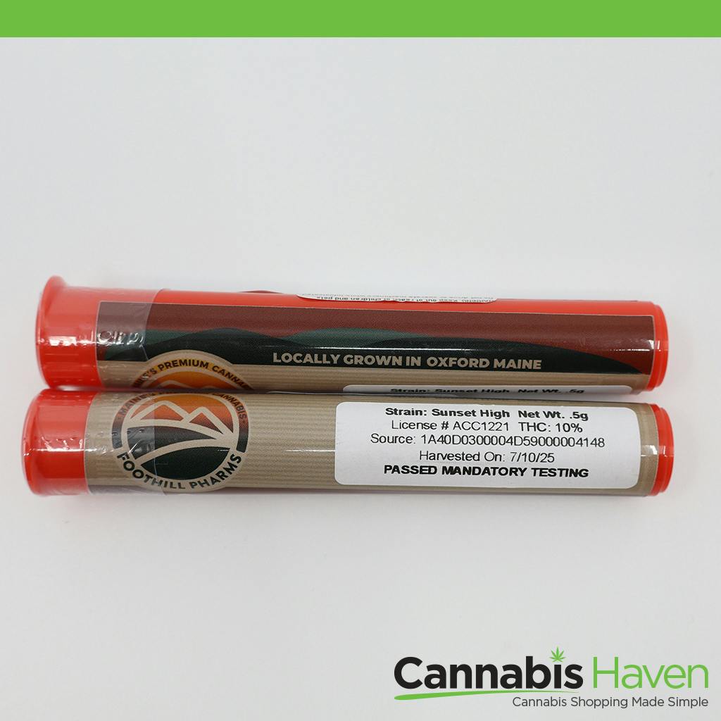Foothill Farms Sunset High .5g Pre Roll at Cannabis Haven - Recreational Dispensary (Adult Use 21+) Auburn