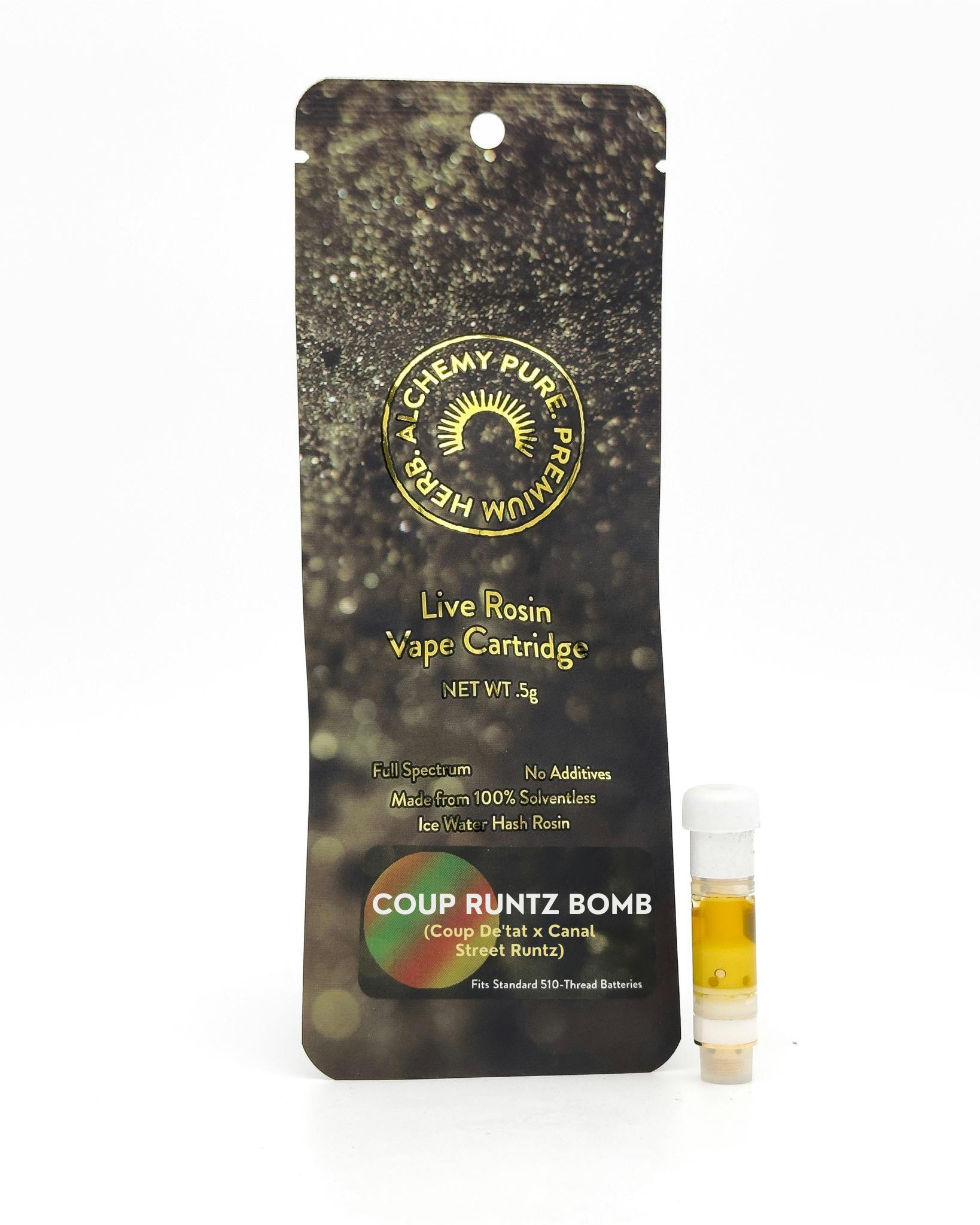 Alchemy Pure - Coup Runtz Bomb - 0.5g Live Rosin Cartridges