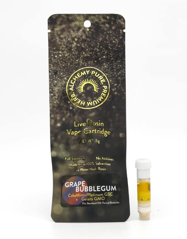 Alchemy Pure - Grape Bubblgum - 0.5g Live Rosin Cartridges