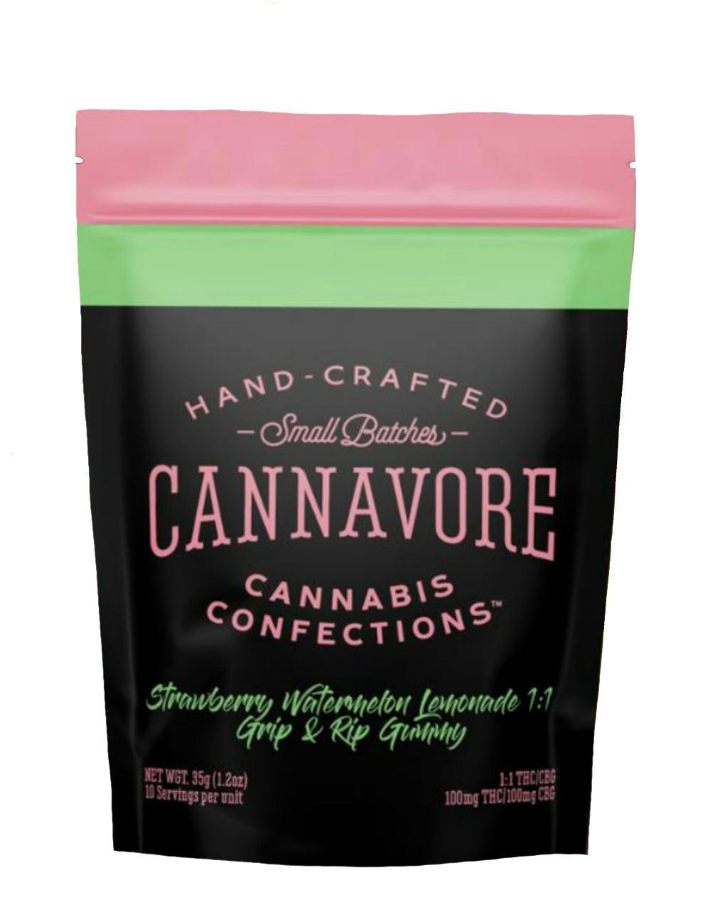 Cannavore - Strawberry Watermelon Lemonade 1:1 THC/CBG Gummies (100mg)