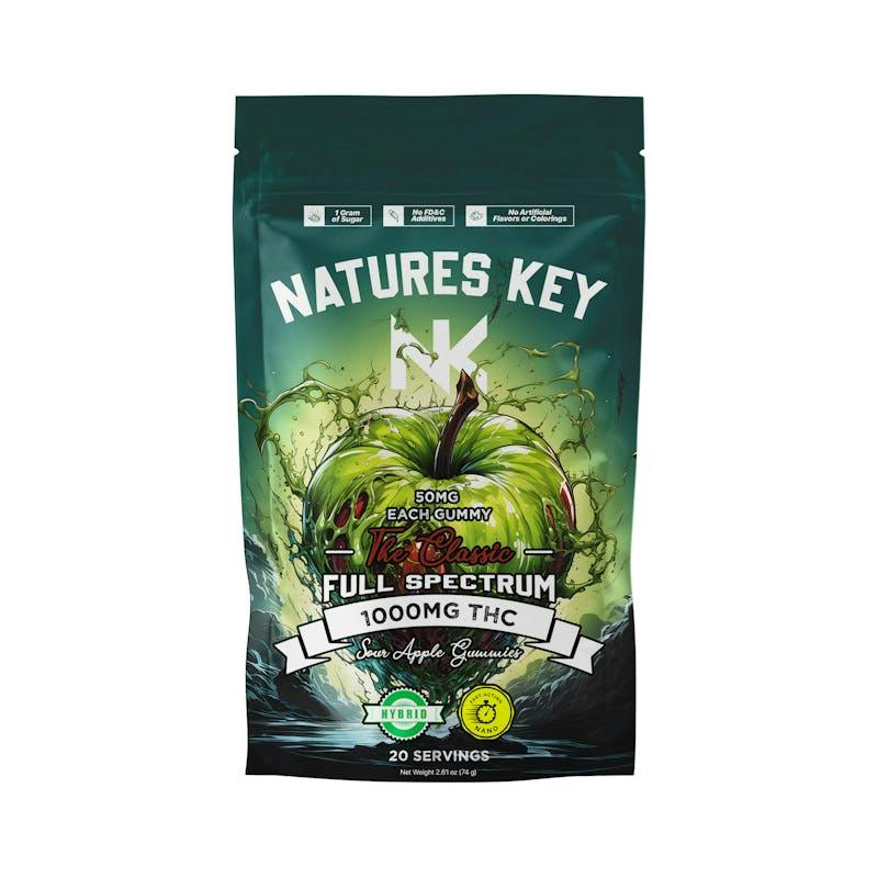 Sour Green Apple - 1000MG - Nature's Key - Nano - Gummies