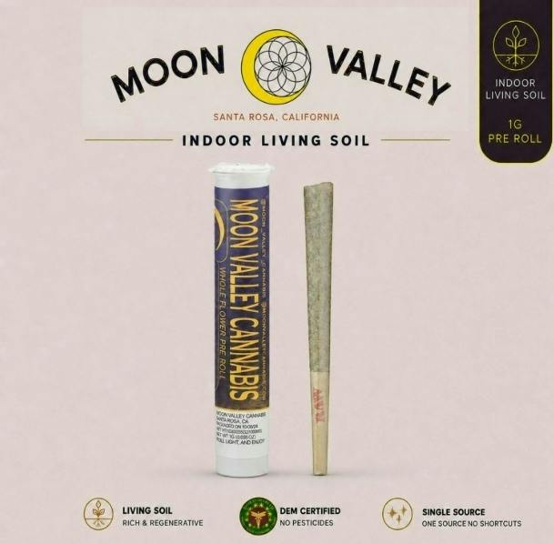 MOON VALLEY ORGANICS - Preroll - White Zlushie - Indoor Living Soil - 1G