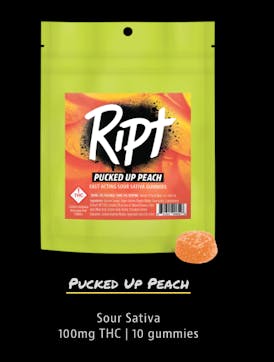 Ript Pucked Up Peach Sour Gummies 100mg {Sativa}