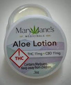 Mary Jane's Medicinals - 0.3oz - 11mg THC: 11mg CBD Aloe Lotion