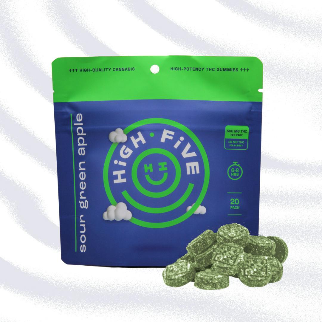 Gummies | High Five Sour Green Apple 20pk