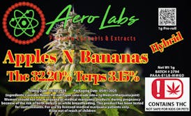 Aero Labs - 1g Full Flower Pre-Roll - Apples N Bananas - Hybrid
