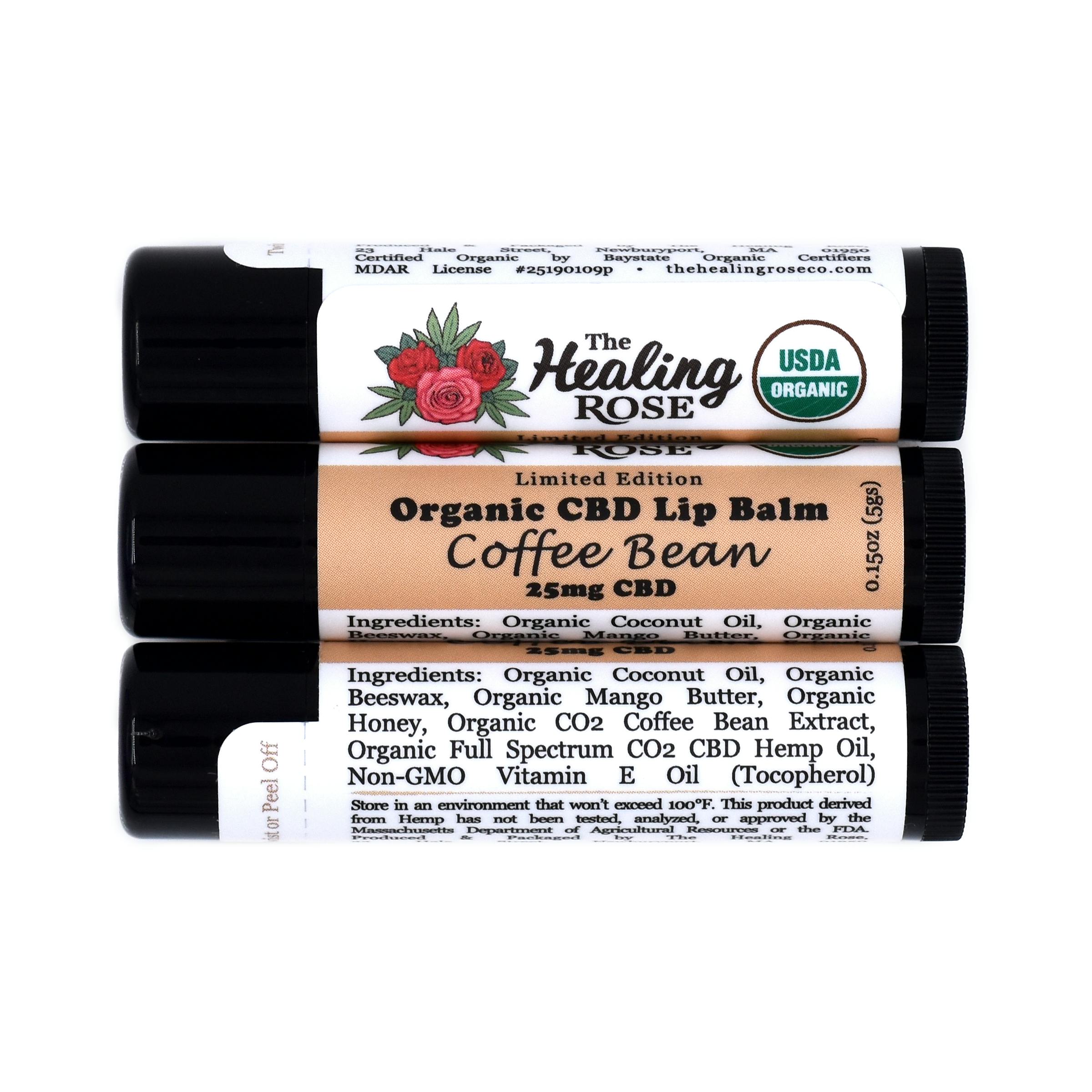 Organic Coffee Bean Lip Balm | Healing Rose | at Elevated Roots Dispensary Abington