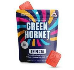 Green Hornet TRIFECTA Mixed Fruit Gummies 100mg - 1:1:1 THC:CBD:CBG