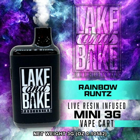 LAKE & BAKE LIVE RESIN RAINBOW RUNTZ VAPE 3G - $35