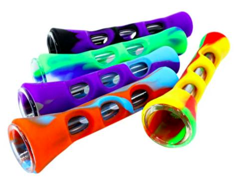 3.5" Silicone and Glass 2-Piece Chillum Pipe