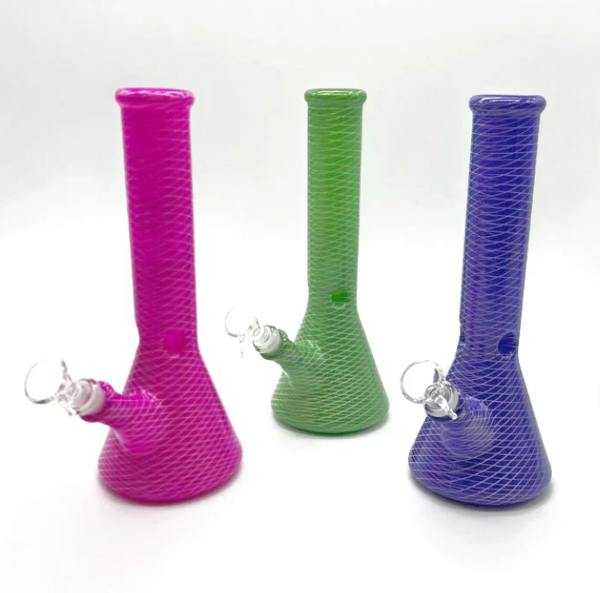 10" Web Designed Beaker Bong - Assorted Colours