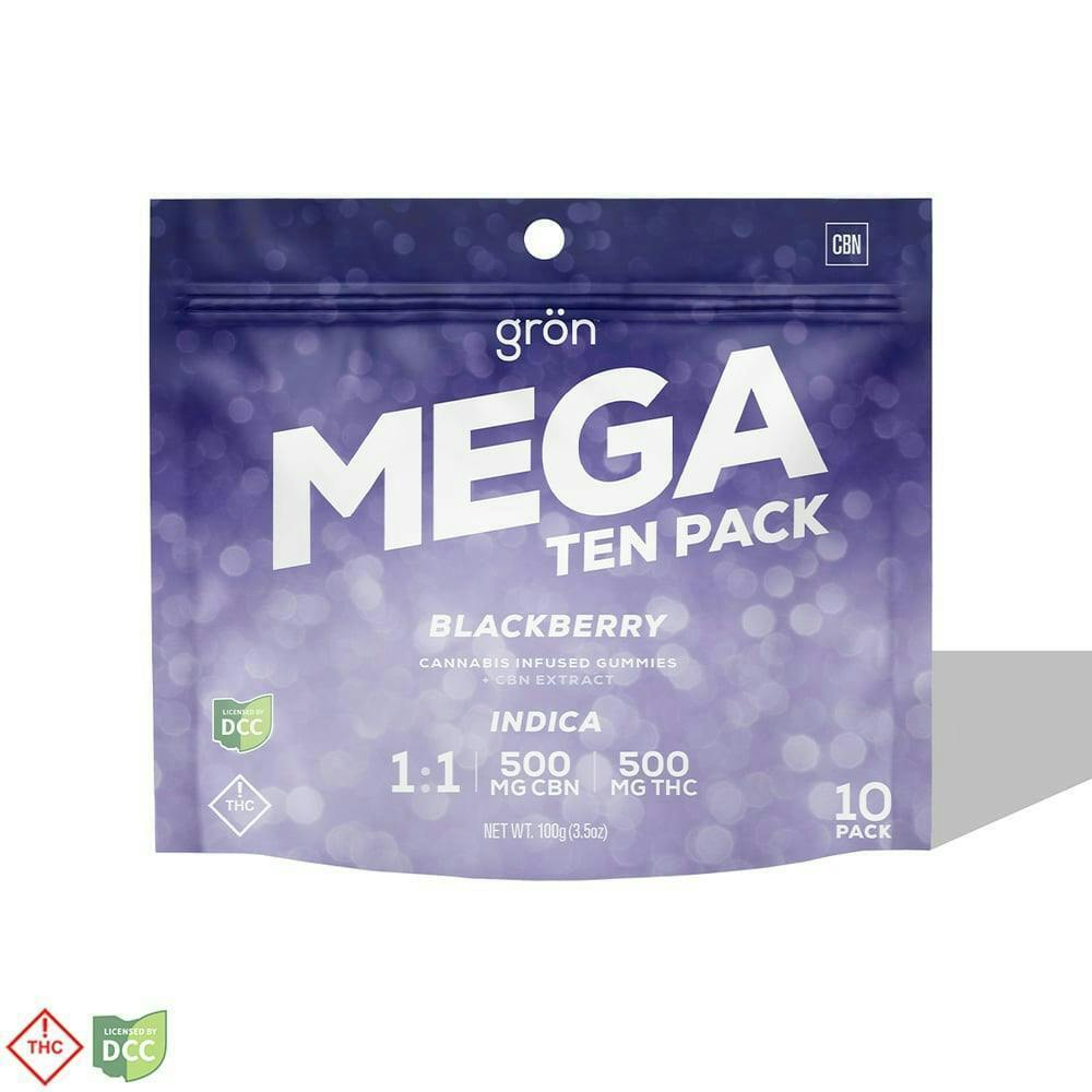 Mega Blackberry 1:1 THC:CBN - 500mg 10pk Gummies