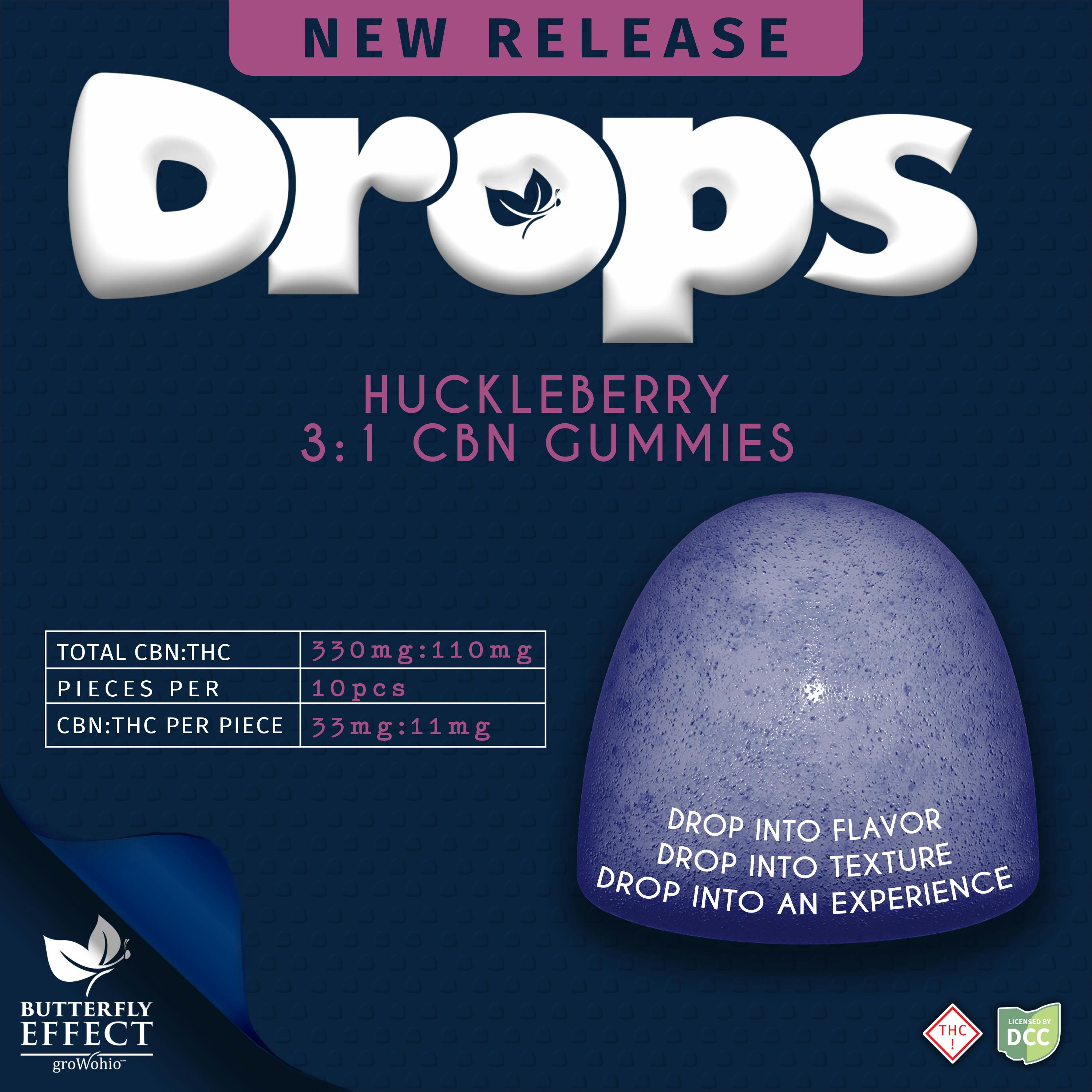 Huckleberry Drops 3:1 CBN:THC - 10pk Gummies