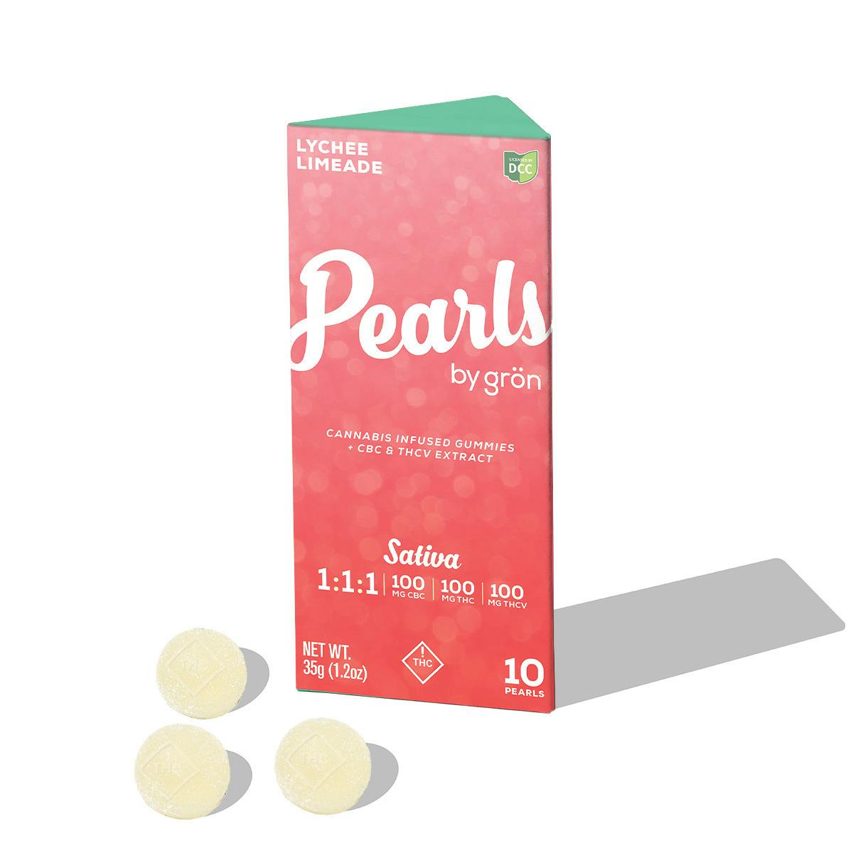 Lychee Limeade Pearls 1:1:1 THC:THCV:CBC - 100mg 10pk Gummies