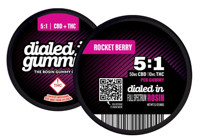 Dialed In - Rosin Gummies - 5:1 CBD:THC - Rocket Berry (H) cannabis product