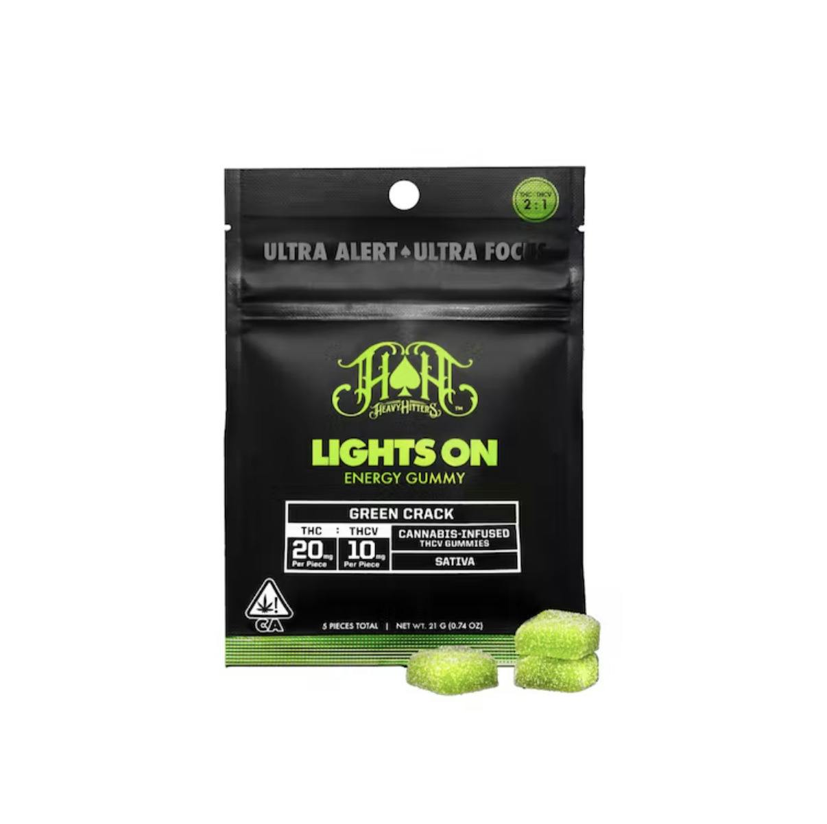 Heavy Hitters - Green Crack - Lights On THCV - Gummies