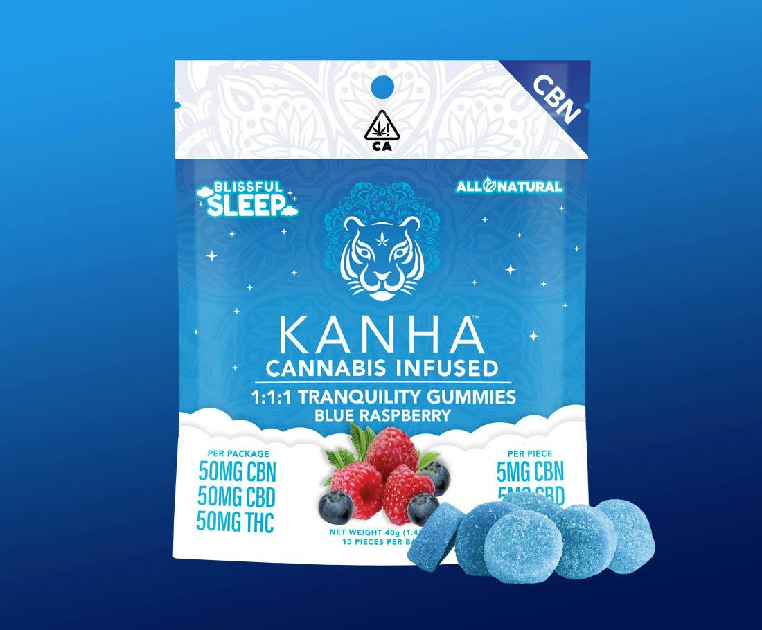 Blue Raspberry 1:1:1 THC:CBD:CBN Tranquility Sleep Gummies - 50 mg