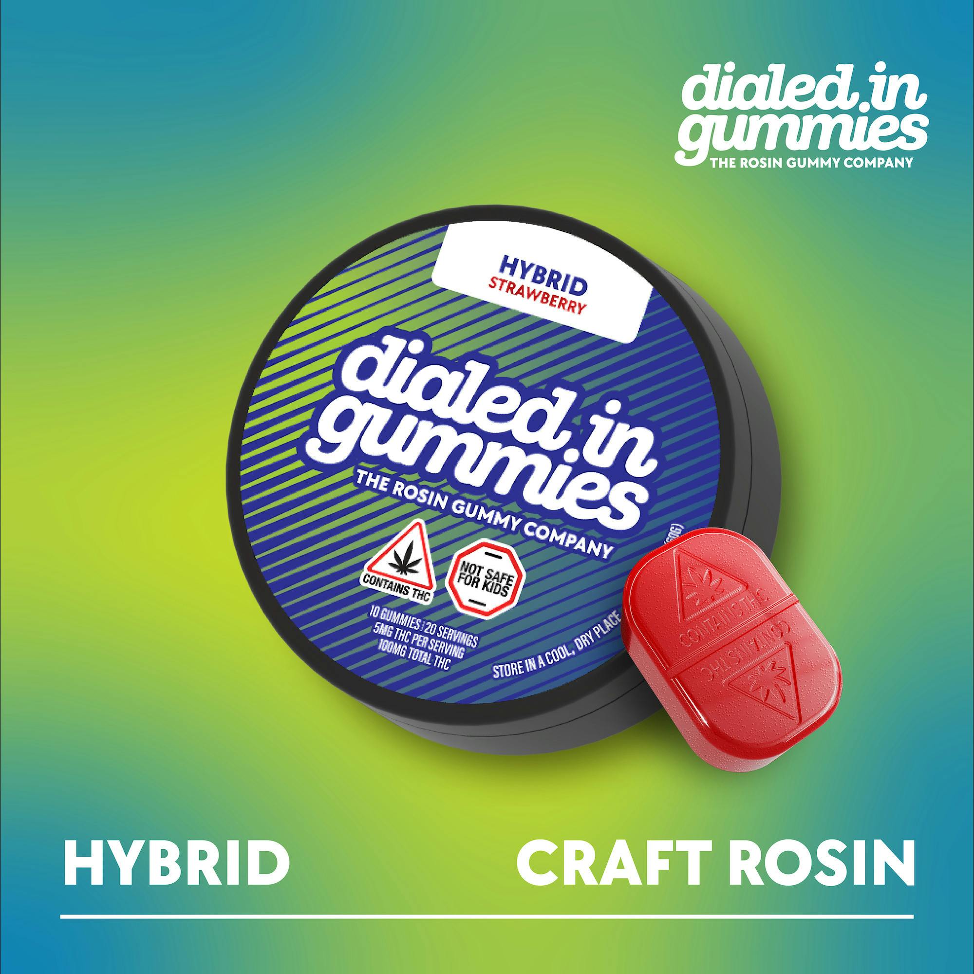 Dialed In: Rosin Gummies | Strawberry | Hybrid | 100mg | 10pk