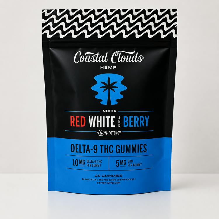 Coastal Clouds Non Med CBN Gummies - Red White & and Berry
