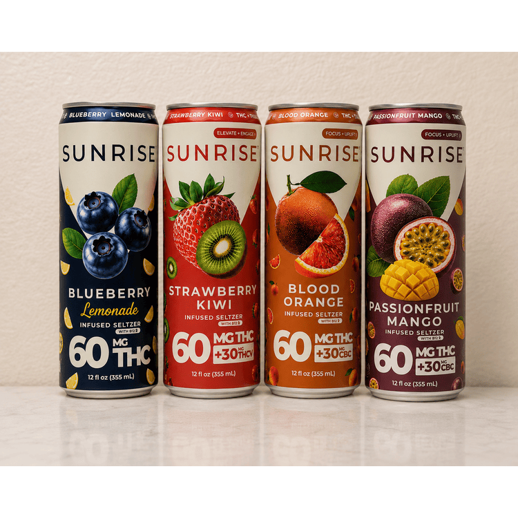 Sunrise 60mg Infused Seltzer Passionfruit Mango